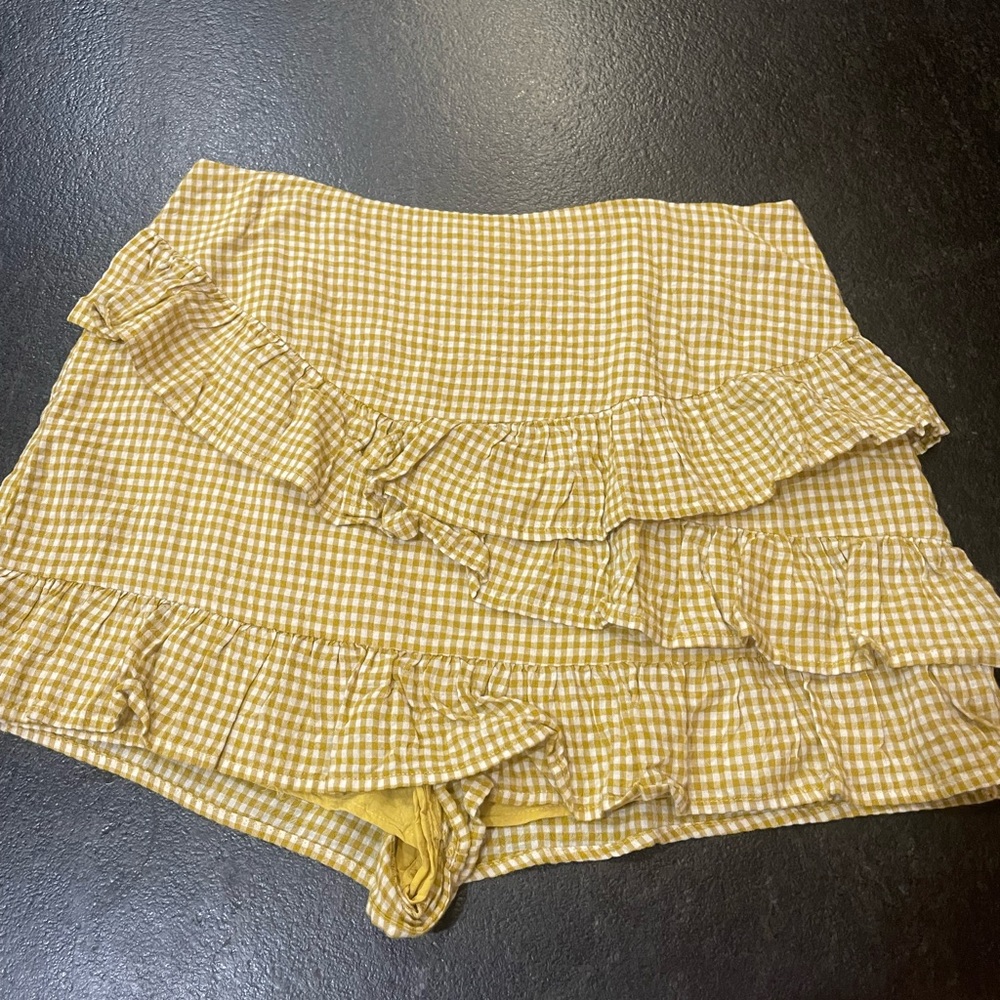 Tularosa Gingham Yellow Skort from REVOLVE